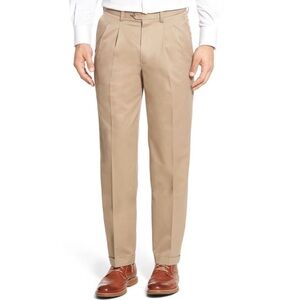 John W Nordstrom Smartcare Pleated Supima Cotton Tan Pants